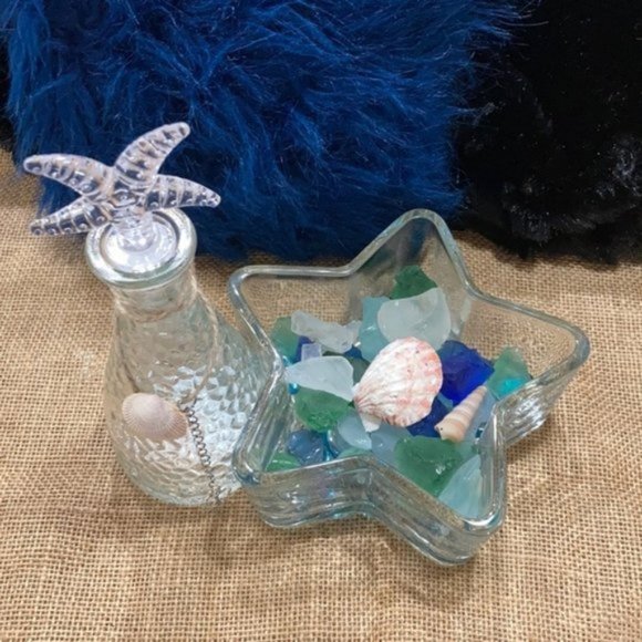 Starfish Pebble Texture Seaside Glass set decor - Picture 6 of 15